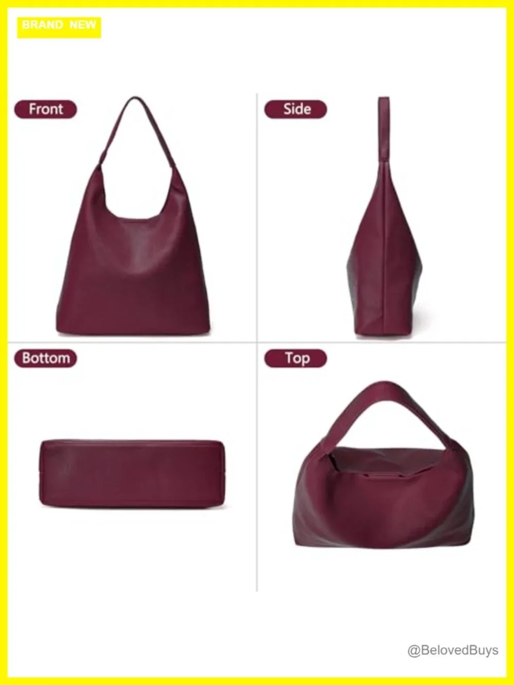 Soft Vegan Leather Slouchy Hobo Tote Bag Shoulder Purse for Work Travel